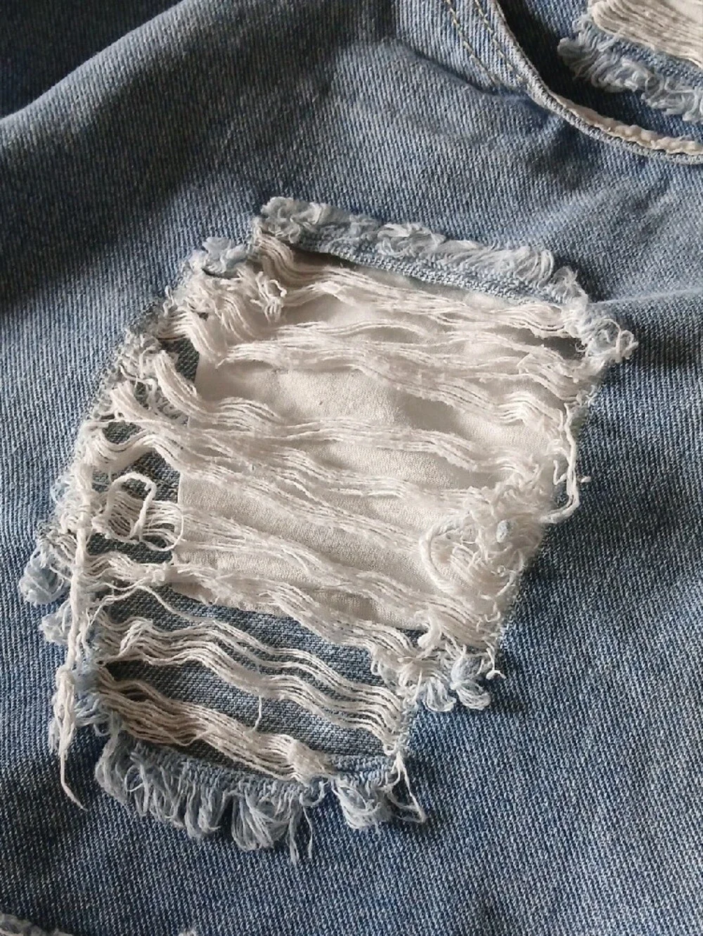 💥 SHEIN Light Blue 2XL Super Distressed Denim Jean Shorts - Picture 3 of 10